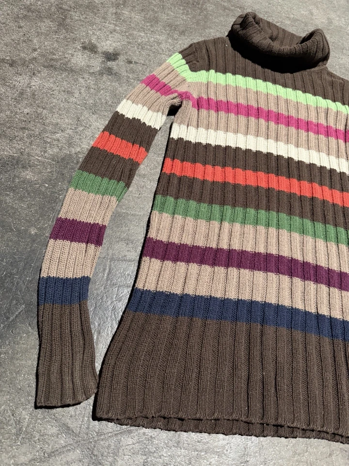 Suéter Acanalado Cuello Alto Inspirado Granola Gap De Colección Y2k Rayas Grande  Foto 2 de 4