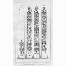 LONDON The Inscriptions of Cleopatra's Needle - Antique Print 1877