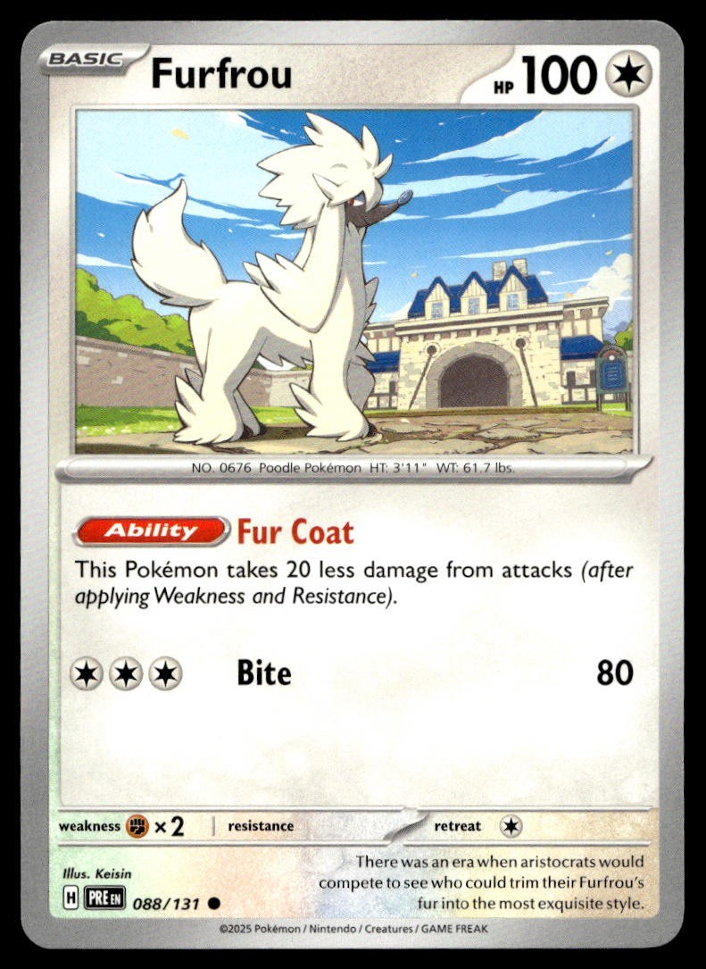 Furfrou 88/131 Pokemon Card Prismatic Evolutions Common 100 HP Near Mint SY