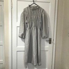 SheIn Grey Long Puff Sleeve Size 8 S Small Dress Cotton Blend High Neck