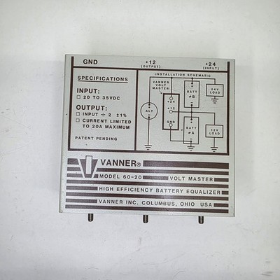 Vanner Inc Voltmaster 60-20 Battery Equalizer Convert 24VDC to 12VDC