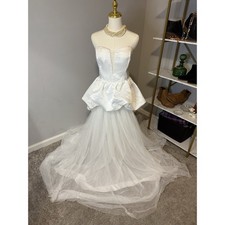 Faeriesty White Wedding Dress Size XL Lined Strapless Gown