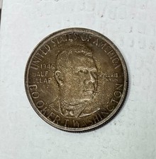 1946 Booker T Washington Commemorative Silver Half Dollar, Uncirculated, Toned