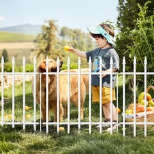 5 Panels Metal Garden Fence 3m White No Dig Decorative Border Dog Flower Fence