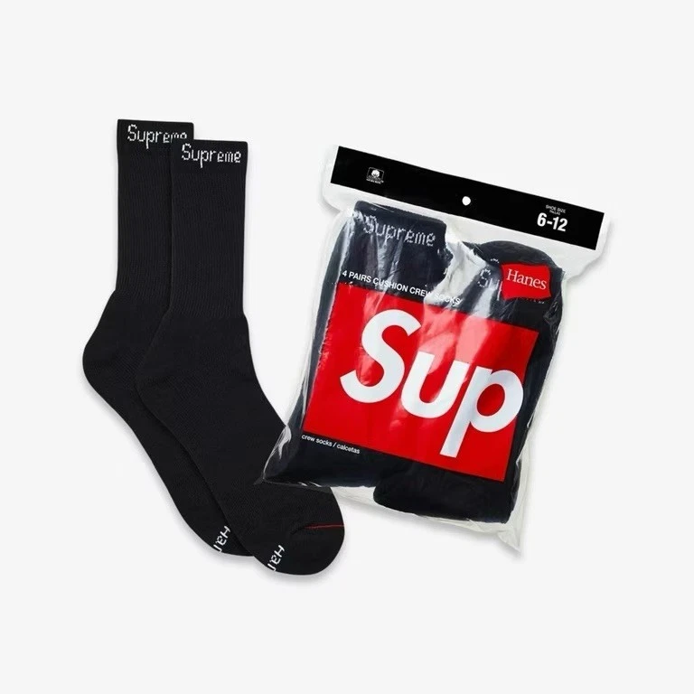 Chaussettes Supreme Hanes Crew (lot de 4) noires