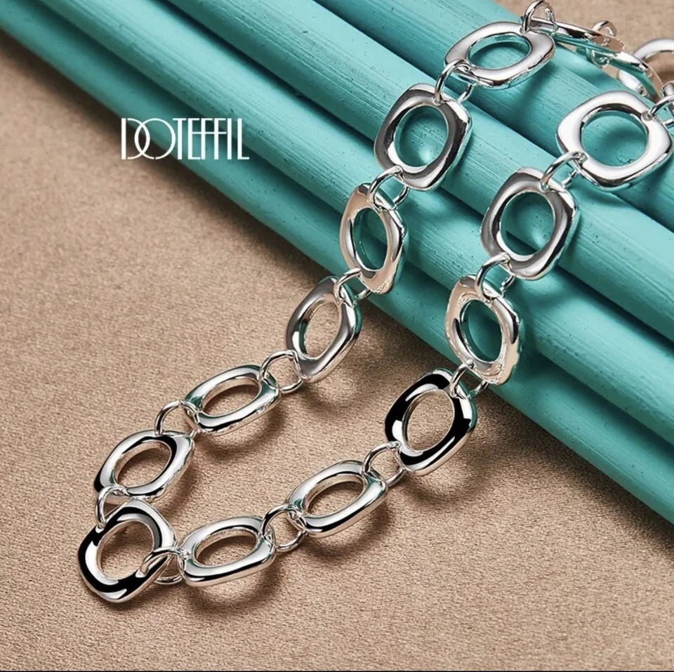 COLLANA GEOMETRICA LUNGA 45 CM COLORE ARGENTO 925 - Immagine 2 di 4