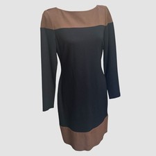 Lauren Ralph Lauren Colorblock Midi Dress Stretch Black Office Size 8