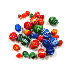 Murano Style Blown Glass Eggs 32 Marbled Swirl Multicolored Multi Size Lot