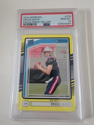 2024 Panini Donruss - Rated Rookie Drake Maye #379 Press Proof Yellow Psa 10