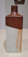 Vintage Japanese Takahashi San Francisco Square Pottery Bottle 9-1/2" tall