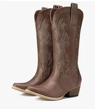 Rollda Cowboy Boots Women Cowgirl Boots Western Embroidery Pointy Toe 10