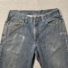 Carhartt Jeans Mens 34x34 Blue Denim Carpenter Workwear USA American Adult