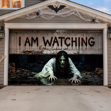 16 X 7 Ft Halloween Garage Door Cover, Female Ghost Halloween Garage Door Bann