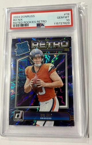2024 Panini Donruss - Rated Rookie Retro Bo Nix #19 (RC) PSA 10
