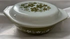 Vintage Pyrex Crazy Daisy Spring Blossom Green 1.5 Qt Casserole Dish & Lid 043