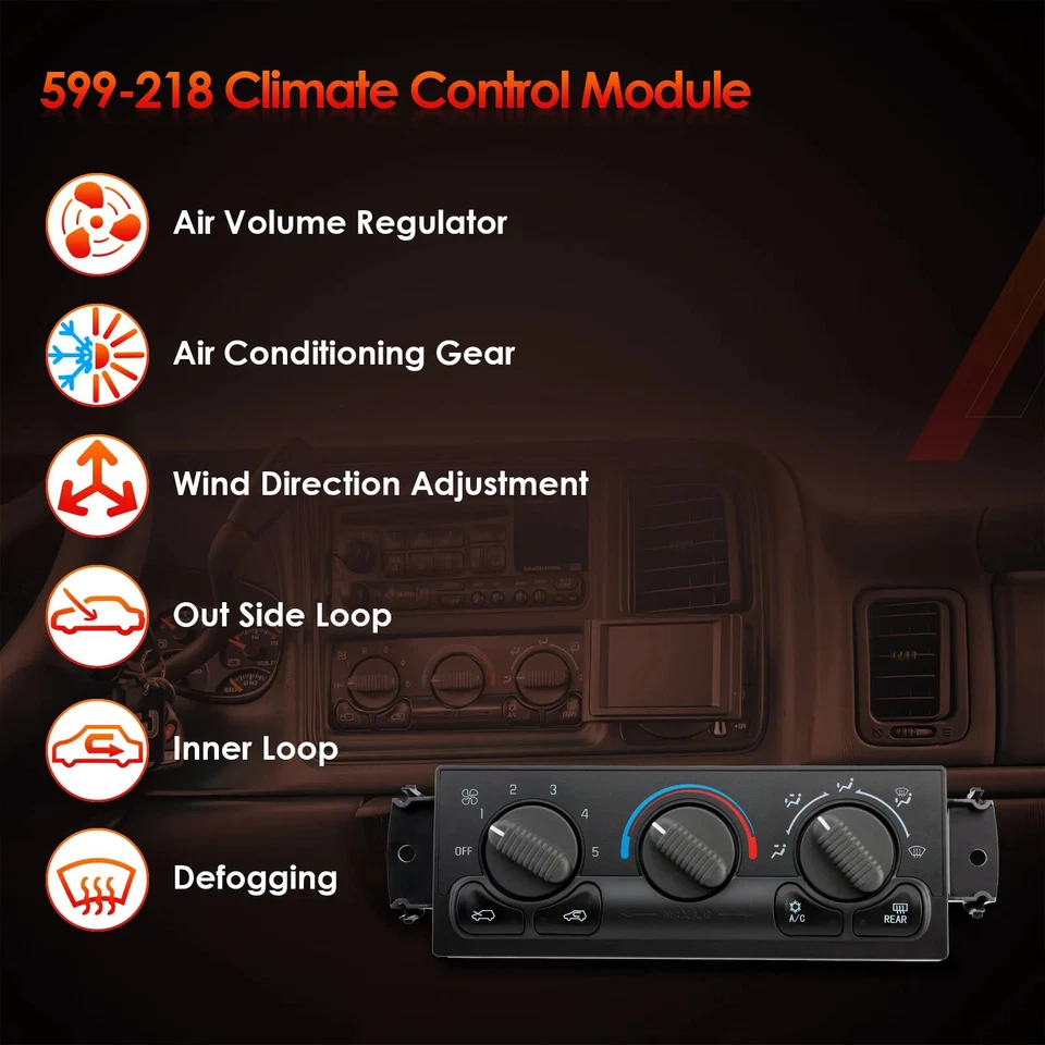 A/C Heater Climate Control Module Panel For Chevrolet Tahoe 2000 15054697 - Image 3 of 4