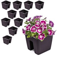 10 X Balkonkiste 8,5L Blumenkasten GeläNderkasten 27,2 X 27,2 Cm H 22,5 Cm Umbra