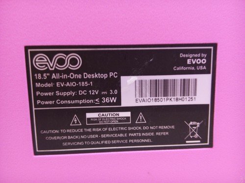 Evoo 18.5" All in One EV-AIO-185-1 Pink - Back Panel Power MotherBoard Bare Bone - Picture 6 of 6