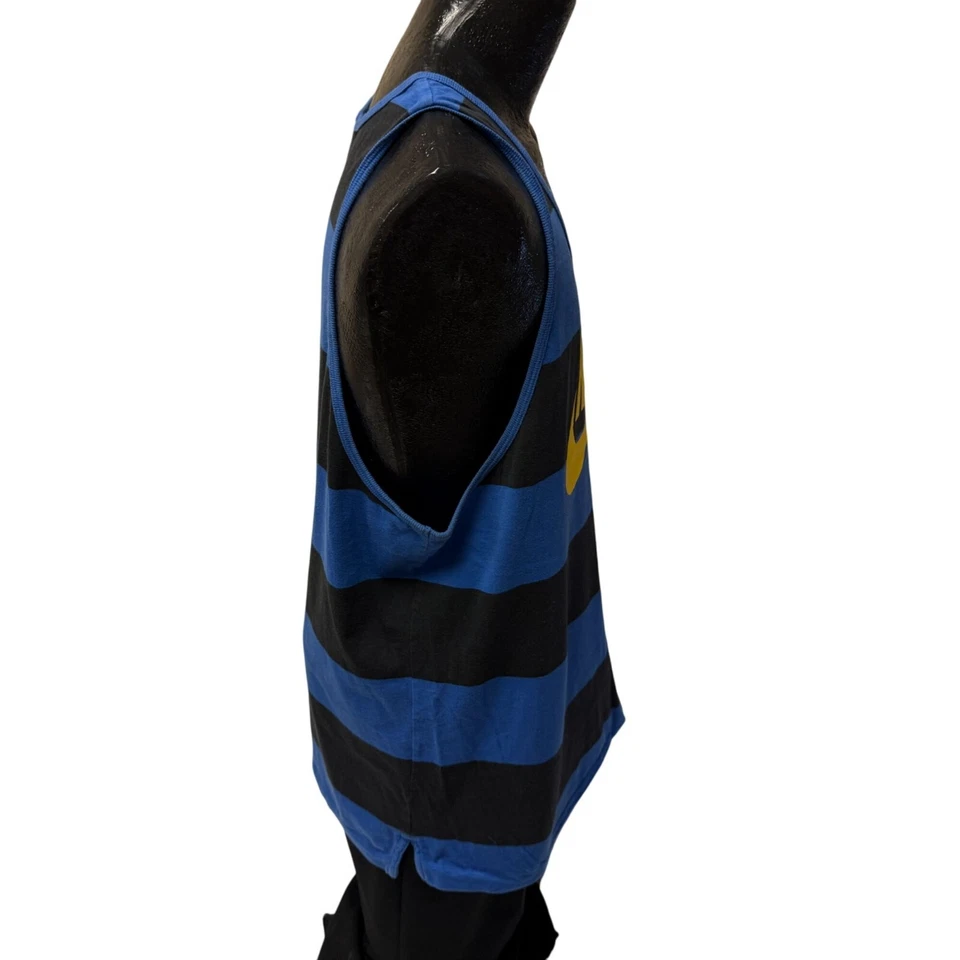 Vtg 80 90's Nike Blue Stripe Tank Top Yellow Spell Out Workout Gym Muscle Shirt - Image 3 of 4