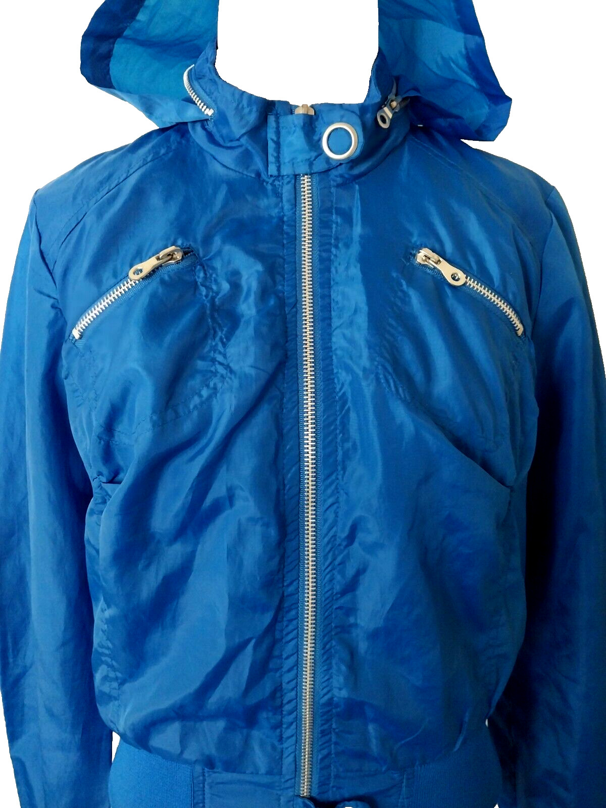 EVOLUTION CROPPED WINDBREAKER JACKET BLUE LINED H… - image 4