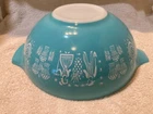 Vintage 4 Qt Pyrex Large Amish Butterprint Cinderella Mixing Bowl Turquoise #444