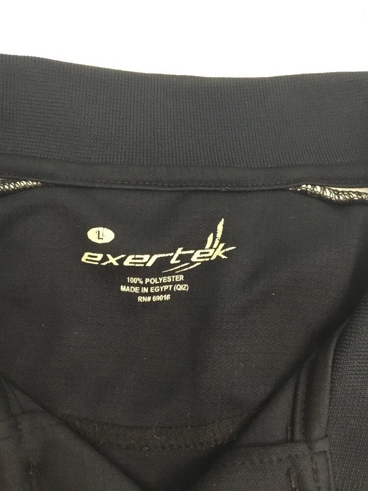 EXERTEK Athletic Shirt Men L Black White Outdoor Sport Golf Short Sleeve - Image 2 of 4