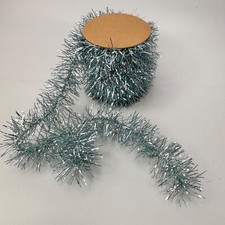 Vintage Style Old Fashioned Tinsel Garland Aqua Silver Metallic NEW Xmas Lightwt