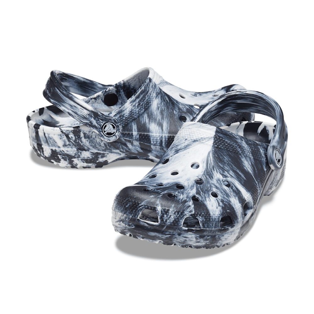 New CROCS Mens CLASSIC MARBLED CLOG 206867-103 WHITE / BLACK  display picture 2