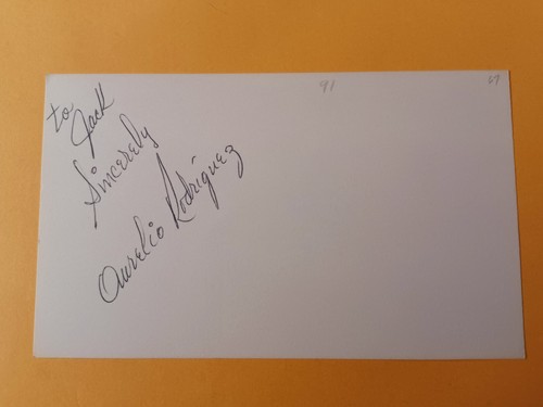 Aurelio Rodriguez (d. 2000) Signed Index Card-Angels, Tigers, Yankees ...