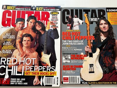 Vtg Guitar Magazine Lot (2) Red Hot Chili Peppers Beatles Guns N Roses Leppard
