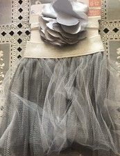  BABY GIRLS TUTU AND HEADBAND SET SIZE 0-12 MONTHS SILVER SKIRT WITH TULLE 