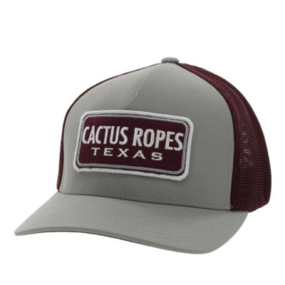 Hooey  Men's Cactus Ropes 5-panel Grey & Maroon Flexfit Cap CR084