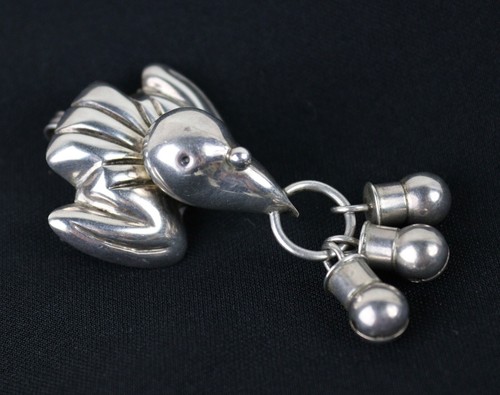 One Spratling sterling 3D bird bell brooch pendant TS-24 post 1979 - Picture 2 of 8
