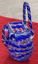 HAND BLOWN  SWIRLING  DESIGN GLASS PURSE/HANDBAG SHAPED PLANTER/VASE