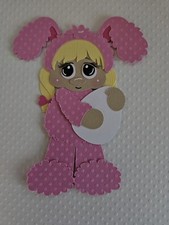 Easter Bunny Girl Standing Blonde Hair. Scrapbook, Card Making Paper Piecing