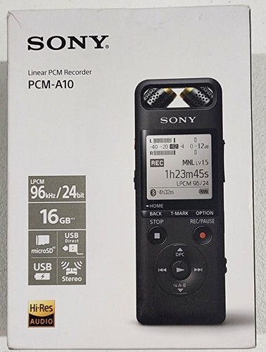 Sony PCM A10 High Resolution Black Audio Recorder with 16GB Memory