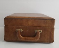 Vintage Brown Leather Wine Bottle Glass Briefcase Carrying Case 13x11.5x6