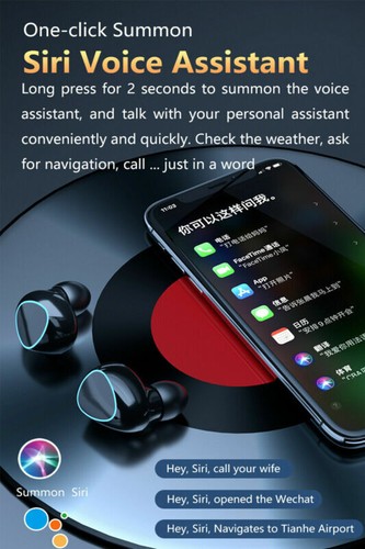 Bluetooth Wireless Earbuds Headphone Noise Cancelling Siri Voice Assistant US - Picture 12 of 12