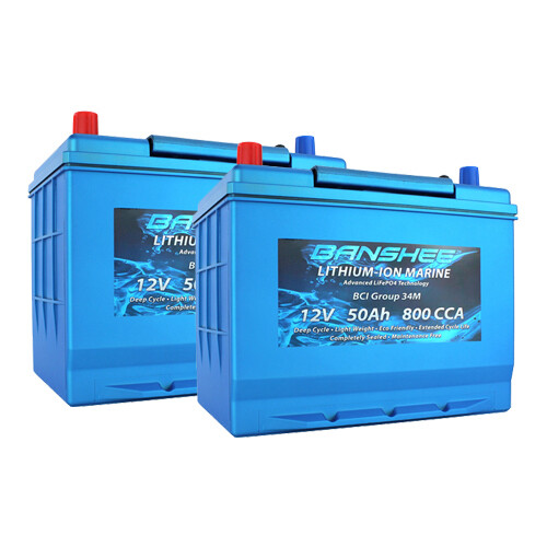Banshee 24V Lithium Deep Cycle Marine Battery Group 34 - 2 Pack