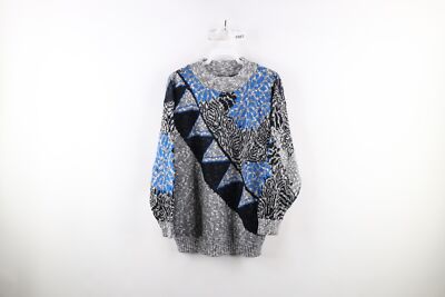 Vtg 90s Coogi Style Womens Large Ed Bassmaster Geometric Knit Mom Sweater USA