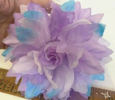 new millinery flower 6" silk sheer 1pc accessory clip/pin aqua lilac