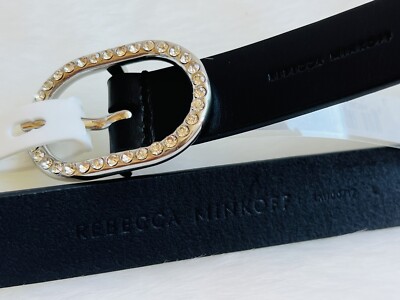 New! Rebecca Minkoff Leather Belt with Pavé Crystal Buckle. Size L New! Rebecca Minkoff Leather Belt with Pavé Crystal Buckle  main image 3