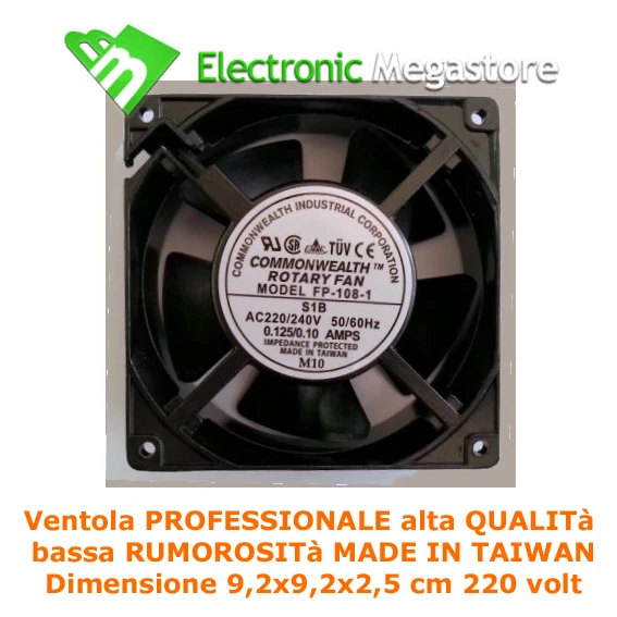 COMMONWEALTH VENTOLA 220V-240V AC 92x92x25 mm HQ CY 202/A telaio in metallo