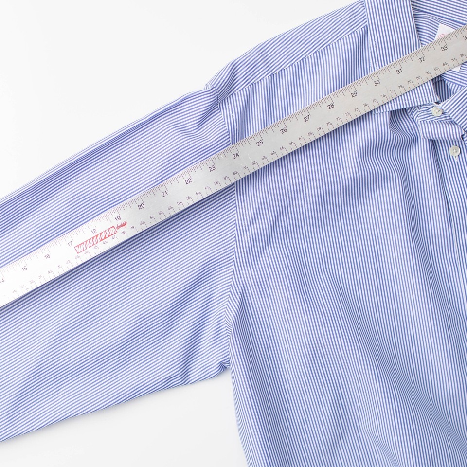 Brooks Brothers 346 17 4/5 Large Blue White Stripes Long Sleeve Button Up eBay