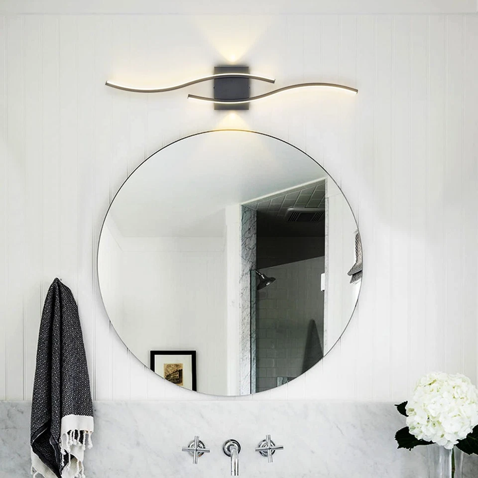 Modern Black Creative Wave Strip Led Wall Light Fixture Industrial Wall Sconce - Image 3 of 4