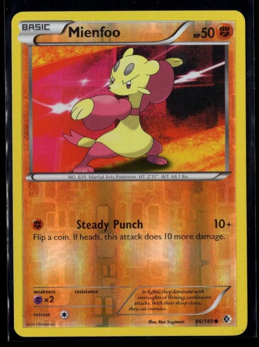 Mienfoo 86/149 Reverse Holo Common Boundaries Crossed Pokemon TCG Near Mint