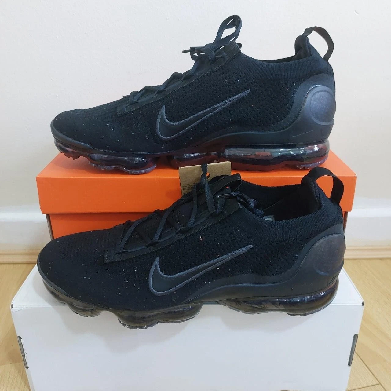 New Nike Air Vapormax Flyknit 2021 Triple Black Anthracite Men's UK 11.5 EU 47