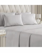 Cal King Sheet Set-6 Piece Set-Hotel Luxury Bed Sheets-Extra Soft-Light Gray