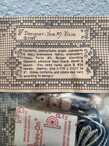 Vera K Cross Stitch Kit Alphabet Sampler Pendant NOS 1989 Scandinavian Design - Picture 5 of 5
