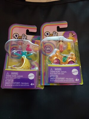 Polly Pocket Tiny is Mighty Cat Car and Pineapple Copter  Mattel Play set Lot